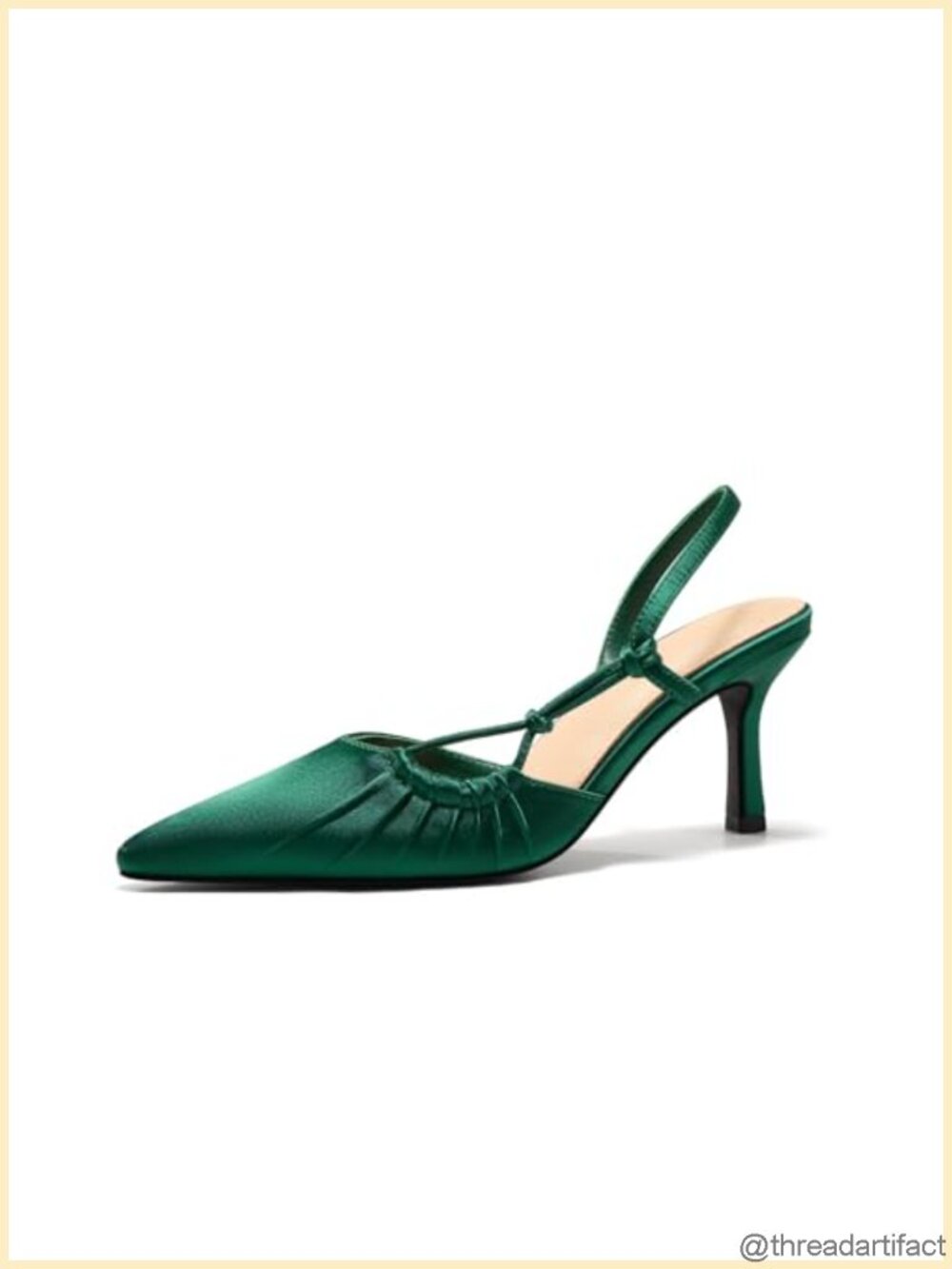 Womens Slingback Kitten Heels Pointed Toe Pumps Faux Leather Wedding Shoes